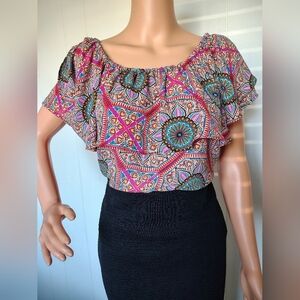 Spense Colorful Geometric Print Women's Top Size M